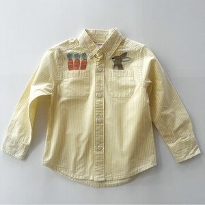 Gymboree 3T Toddler Boy Yellow Button Down Shirt Easter Bunny Carrots Spring